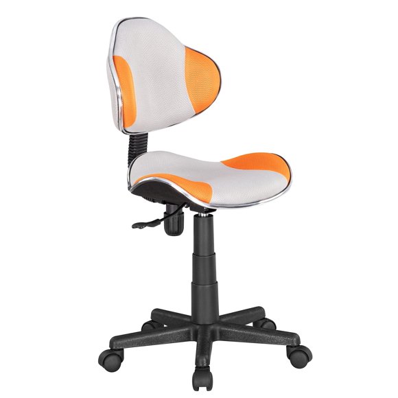 JJS Home Office Low Back Computer Executive Chair Ergonomic Mesh Chair with Extra Large Base and Pads Grey/Orange