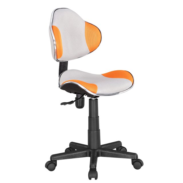 JJS Home Office Low Back Computer Executive Chair Ergonomic Mesh Chair with Extra Large Base and Pads Grey/Orange