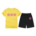 thumbnail image 4 of FAOWME T-Shirt Enfant Imprimé Lettres Colorées Col Rond Manches Courtes pour Filles Garçons T-Shirts Tee Tops Jaune 2-3 Ans, 4 of 4