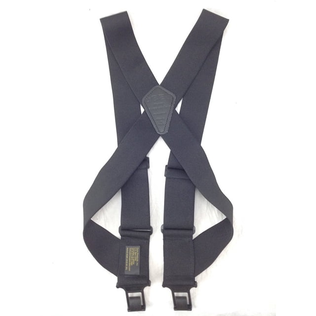 Perry Suspenders 2 Pouces pour Hommes uBEE Outback Comfort Bretelles Ajustables en Noir, Dotées d'Un Matériau Élastique de 2 Pouces avec style à Dos en X et patch Dorsal en Cuir. Inclut des Ajusteurs en Plastique Noir et des Extrémités à Crochet Conçues pour Se Fixer à une Ceinture. Ces Bretelles s'Ajustéssent de 39 à 53 Pouces et Sont Idéales pour les Conducteurs de Camion Ou les Personnes Assises pendant de Longues Périodes. Fabriqué aux É.-U.