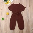 thumbnail image 2 of Sylvamorning Infant Baby Romper Solid Color Short Sleeve Elastic Waist Jumpsuit, 2 of 7
