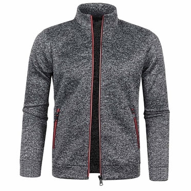 Pisexur Men's Cardigan Sweaters Full Zip Up Stand Collar Slim Fit Casual Knitted Sweater with 2 Front Pockets