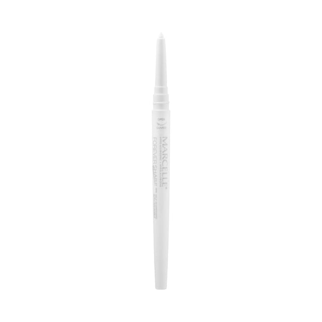 Marcelle Forever Sharp Traceur pour les Yeux en Kohl Imperméable avec Étui Blanc et Capuchon Torsadé Révélant une Pointe de Crayon Blanche Pointue, Doté d'Un Aiguiseur Intégré pour une Précision d'Auto-aiguisage et un Maquillage des Yeux Imperméable Longue Tenue, Idéal pour une Doublure Détaillée des Yeux.