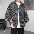 thumbnail image 3 of Cameland Men's Checkered Printed Button Pocket Long Sleeved Hooded Casual Jacket, 3 of 7
