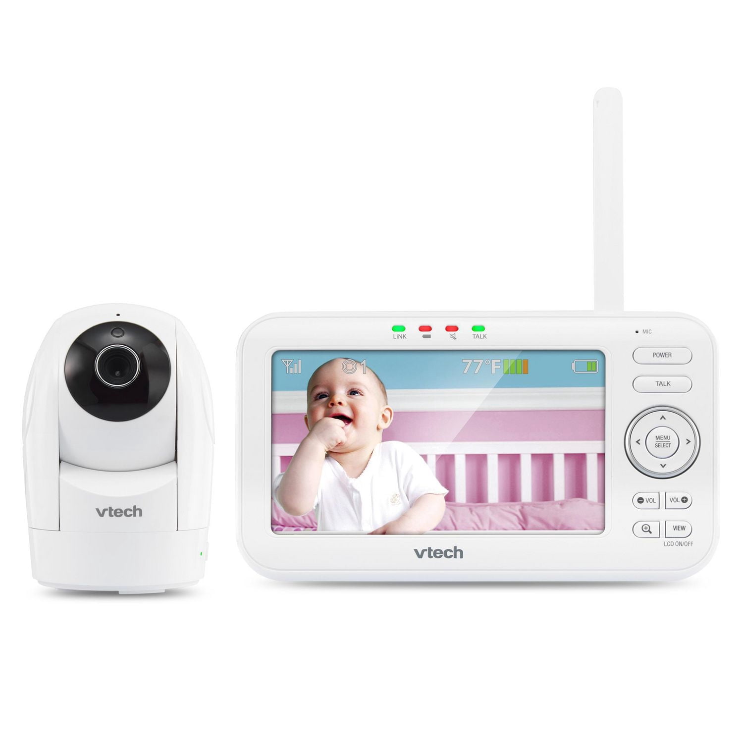 VTech VM5262 5” Digital Video Baby Monitor with Pan & Tilt Camera, Full Color and Automatic Night Vision, White
