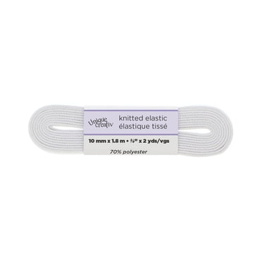 UNIQUE CREATIV Knitted White Elastic, 10 mm (0.39 in), 8 m (8.75 yd)