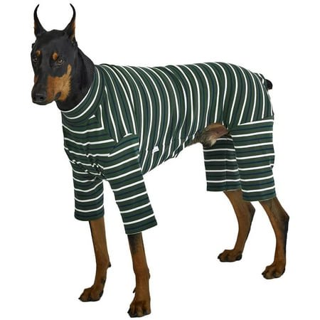 Lucky Petter Pyjamas pour Petit Chien Grenouillère Basique Chemise Extensible Combinaison pjs (3TG, Vert Rayé)