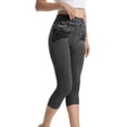 thumbnail image 2 of Penkiiy Women's High Waisted Ripped Skinny Denim Capris with Pockets, Gray, S, 2 of 4