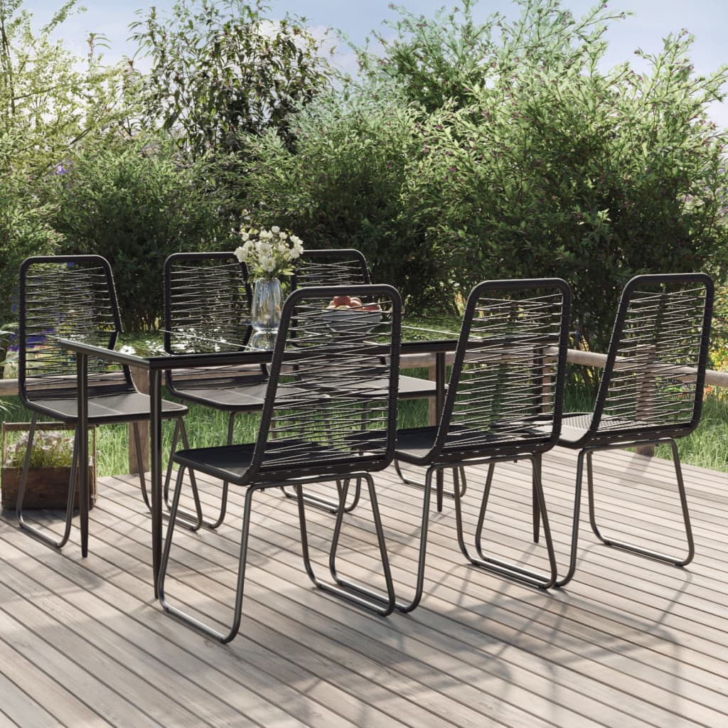 vidaXL Ensemble de Salle à Manger de Jardin 7 Pcs Noir