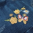thumbnail image 5 of KIDSCOOL SPACE Little Girls Jeans,Elastic Band Inside Floral Embroidered Stretchy Soft Denim Slim Pants, 5 of 5