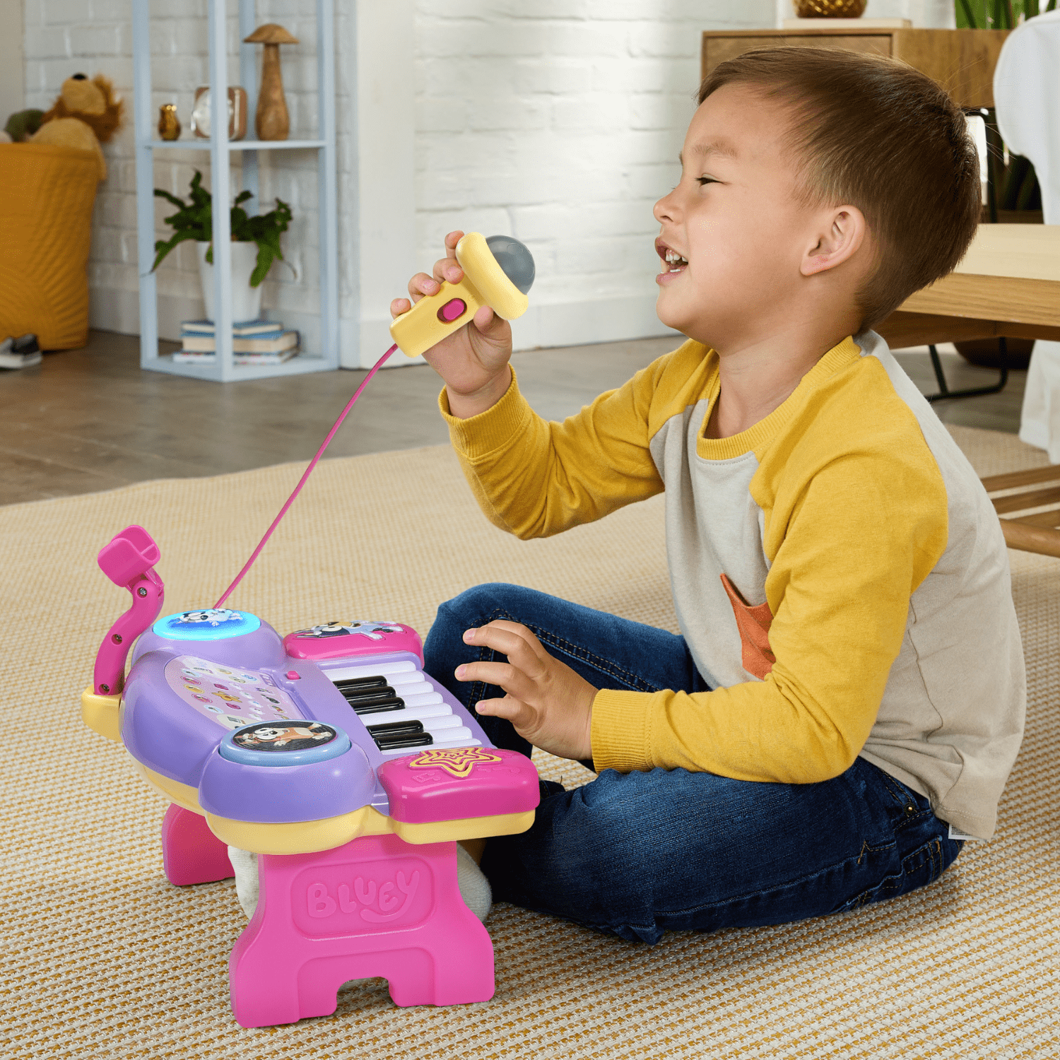 VTech Bluey Super piano DJ avec microphone pour les enfants - Version Française, 3+ Ans