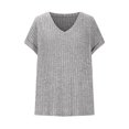 thumbnail image 3 of Posijego Hauts pour Femmes Été Chandail à Manches Courtes Léger V Neck Tunique en Tricot Chemises pour Femmes, 3 of 5