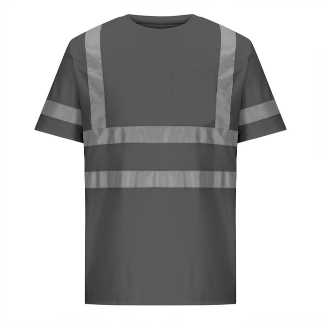 TIMIFIS High Visibility Safetys T Shirt Short Sleeve Vis Reflective Construction Work Shirts with Reflective Strips with Pockets - Spring/Summer