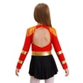 thumbnail image 3 of Choomomo Robe de Fanfare Majorette pour Filles Enfants à Franges à Manches Longues avec Découpe au Dos Justaucorps Uniforme de Batteur Rouge 8, 3 of 7