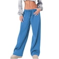 thumbnail image 1 of Yuzhih Womens Wide Leg Sweatpants Drawstring Waisted Baggy Lounge Pants Athletic Joggers with Pockets, 1 of 6