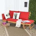 thumbnail image 1 of Costway Canapé-Lit Convertible de Patio en Bois Massif, Mobilier Ajustable, Coussin Épais, Rouge, 1 of 10