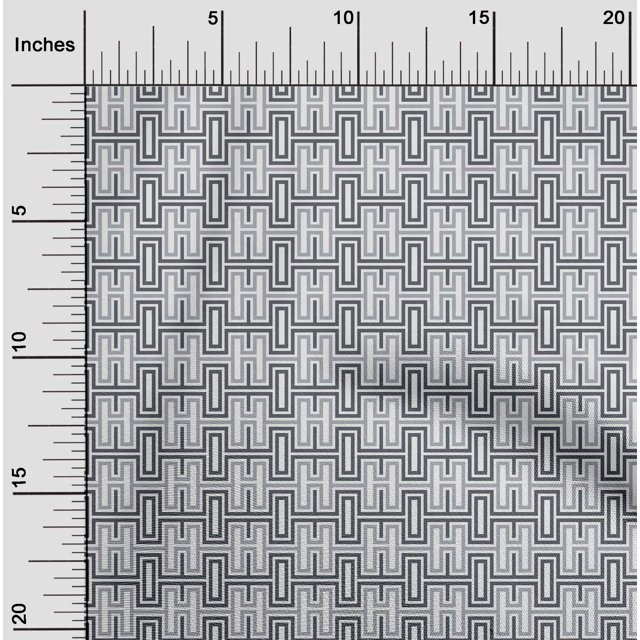 oneOone Organic Cotton Voile Fabric Greek Key Geometric Printed Craft Fabric BTY 42 Inches