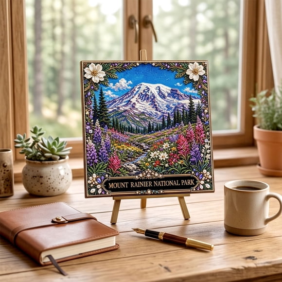 Ensemble de Peinture au Diamant de Paysages Naturels Vintage, Carrés, Ensemble d'Artisanat au Diamant, Fournitures d'Ornements Faits à la Main pour Présentation sur Table et Décoration Murale de la Maison