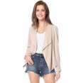 thumbnail image 2 of Unique Bargains Women's Faux Suede Jacket Long Sleeve Draped Front Moto Jackets, 2 of 7