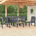 thumbnail image 1 of vidaXL 6 Piece Garden Lounge Set Black and Grey Poly Rattan, 1 of 5