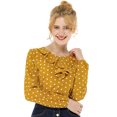 thumbnail image 1 of Allegra K Blouse à Manches Longues à Col à Volants pour Femmes TP à Pois Jaunes, 1 of 6