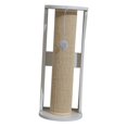 thumbnail image 3 of Cats Scratch Post with Interactive Ball Toy Vertical Scratcher Cat Climbing Pole White Beige 63x25cm, 3 of 9