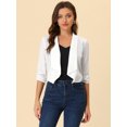 thumbnail image 4 of INSPIRE CHIC Cardigan Léger pour Femme à devant Ouvert, Manches 3/4 Froncées, Revers Châle, Blanc G, 4 of 4