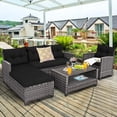 thumbnail image 1 of Costway 4 PCS Patio Rattan Furniture Set Sofa Ottoman Cushion Garden Deck Black, 1 of 10