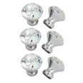 thumbnail image 1 of Unique Bargains Poignée de Porte d'Armoire de Commode en Faux Cristal Transparent de 3 cm de Diamètre 6 Pcs, 1 of 2