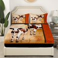 thumbnail image 2 of Erosebridal Highland Cow Fitted Sheet Set Queen, Rustic Farmhouse Animal Bedroom Set, Lightweight 3pcs, 2 of 5