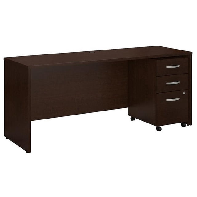Series C 72W Office Desk with File Cabinet in Mocha Cherry - Engineered Wood