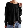 thumbnail image 2 of TIMIFIS Womens Casual Long Sleeve Tops Fall Solid Loose Crew Neck Tunic Sweatshirt with Pockets, 2 of 8