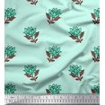 thumbnail image 1 of Soimoi Polyester Crepe Fabric Leaves & Lotus Block Print Fabric by Yard 52 Inch Wide, 1 of 3