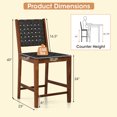 thumbnail image 3 of Costway Woven Bar Stools Set of 2 Counter Height Dining Chairs Faux PU Leather Kitchen, 3 of 8