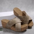 thumbnail image 4 of Gspmoly Sandales à Enfiler pour Femmes, Pantoufles Décontractées Mode pour Femmes à Bout Rond, Chaussures de Plage Décontractées Confortables, Pantoufles Femmes Kaki 40, 4 of 9