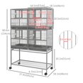 thumbnail image 3 of PawHut 61" Large Double Rolling Metal Bird Cage Bird House Grey, 3 of 9