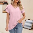 thumbnail image 2 of Birdeem Fashion Womens Casual Solid Color V Neck Short Sleeve Tops Loose Blouses, 2 of 9