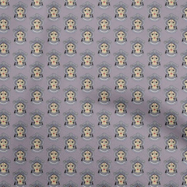 oneOone Rayon Lavender Fabric Goddess Durga Face Craft Projects Decor Fabric Printed By The Yard 56 Inch Wide