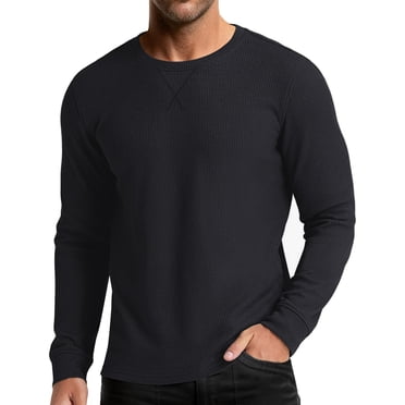 zfhfof Chandails à Col Ras du Cou en Tricot Gaufré pour Hommes Coupe Ajustée Raglan Manches Longues T-Shirt Décontracté Léger Chandail Uni à Enfiler
