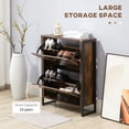 thumbnail image 4 of HOMCOM Rustic 2 Flip Door Shoe Cabinet with Divider and Open Shelf, 4 of 10