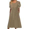 thumbnail image 2 of Lenago Summer Plus Size Summer Dresses Mode Femmes Décontracté Aguichant Col en V Imprimé Summer Manches Courtes Poches Robe Fête Plage Dresses en Liquidation, 2 of 6