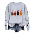 thumbnail image 1 of WEAIXIMIUNG Chandail Court Grande Taille Noël Surdimensionné Femmes Manches Longues Col Rond Chandails Imprimé Poulet Léger Ample Chandails Haut, 1 of 5