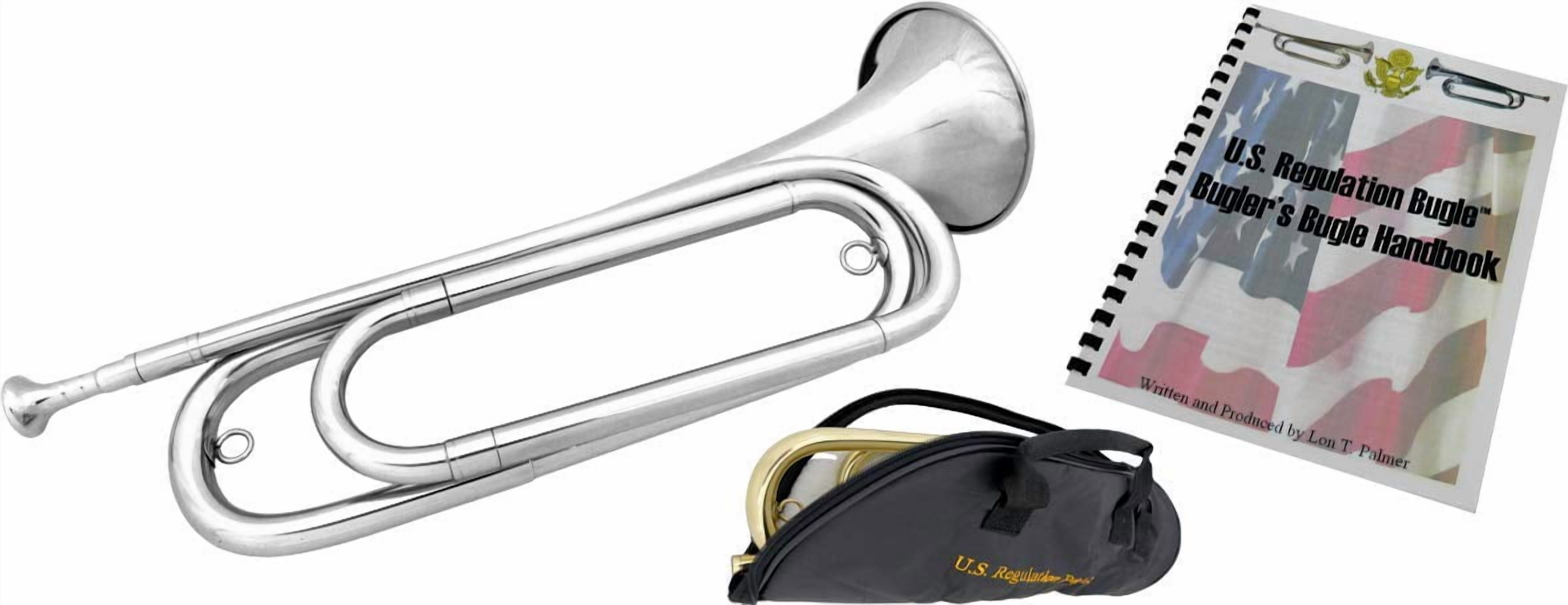 U.S. Regulation Bugle - Nickel Argent avec Embouchure, Sac et Livre