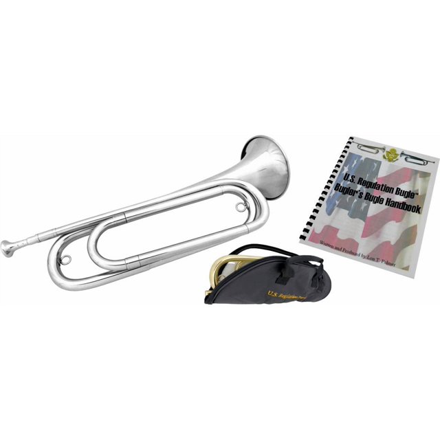 U.S. Regulation Bugle - Nickel Argent avec Embouchure, Sac et Livre