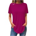 thumbnail image 2 of AherBiu T-Shirts pour Femmes à Col Rond, T-Shirts Amples d'Été à Manches Courtes, Hauts Basiques, Entraînement, Gym, Course Athlétique, T-Shirts, 2 of 3