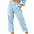 thumbnail image 1 of RKSTN Womns Pants Casual Solid Color Pockets Buttons Elastic Waist Comfortable Straight Pants Lightweight Soft Workout Pants, 1 of 5
