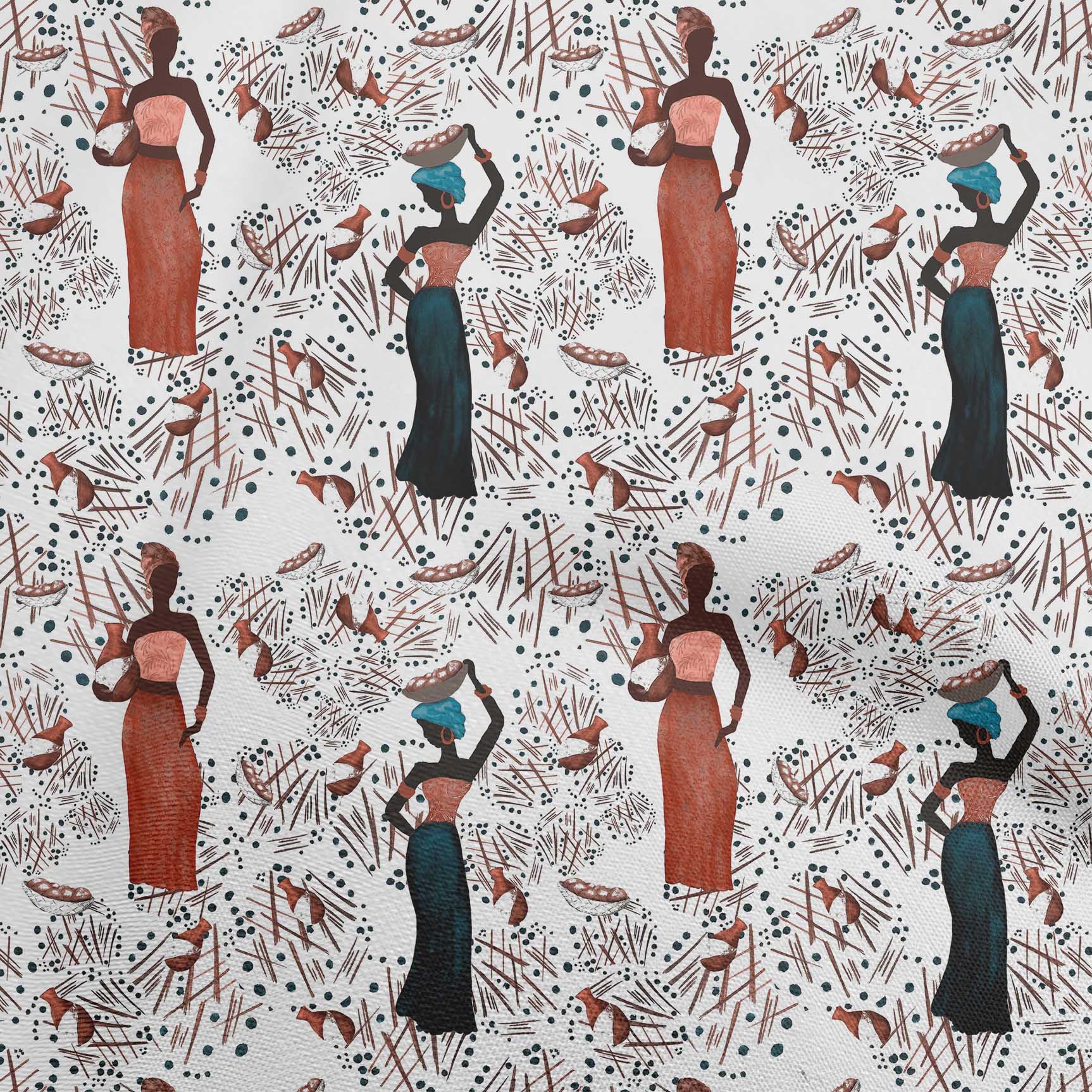 oneOone Rayon White Fabric African Sewing Material Print Fabric by The Yard 56 Inch Wide