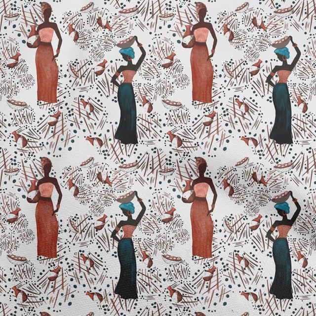 oneOone Rayon White Fabric African Sewing Material Print Fabric by The Yard 56 Inch Wide