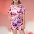 thumbnail image 2 of WEAIXIMIUNG Ensemble de Pyjama Deux Pièces pour Enfants Imprimé Saint-Valentin Manches Courtes et Shorts 12-13 Ans, 2 of 4