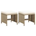 thumbnail image 1 of vidaXL Tabourets de Jardin 2 Pcs avec Coussins Poly Rotin Beige, 1 of 5